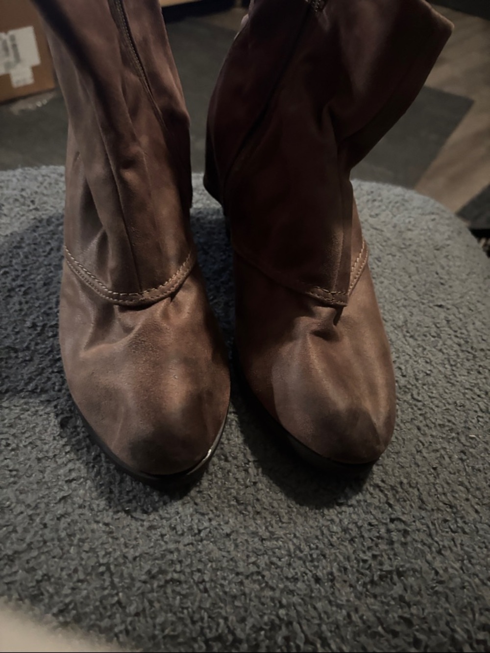 Women's Fergalicious by Fergie Brown Heeled Ankle Booties